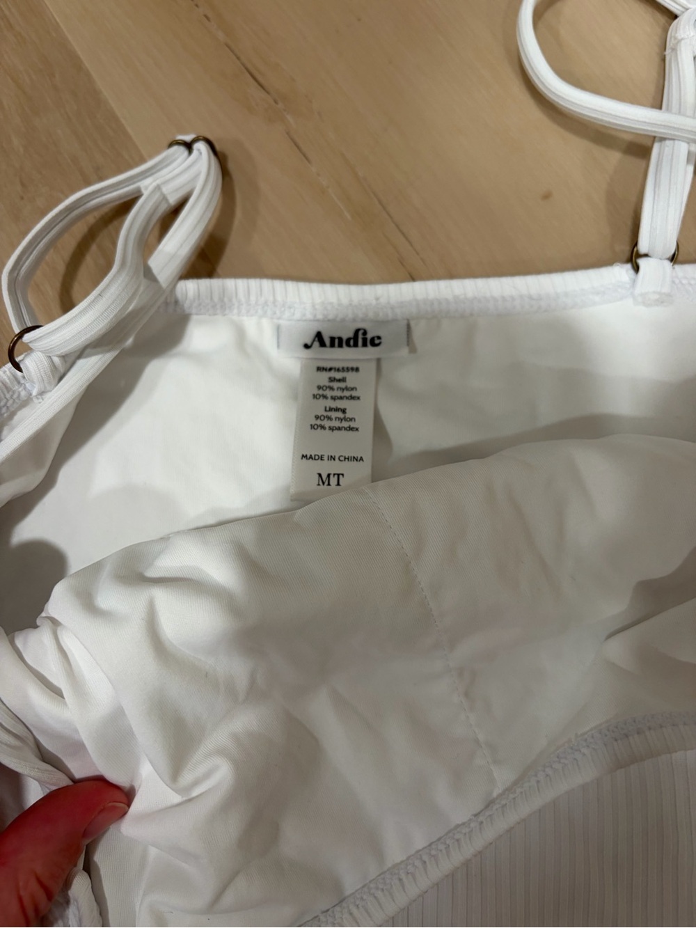 Andie The Amafi White Ribbed One-Piece Swimsuit - Medium Tall - Picture 4 of 5